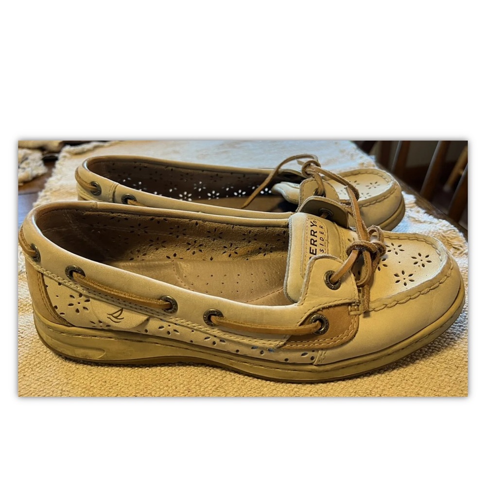 Sperry Tan Flats with Perforated Design